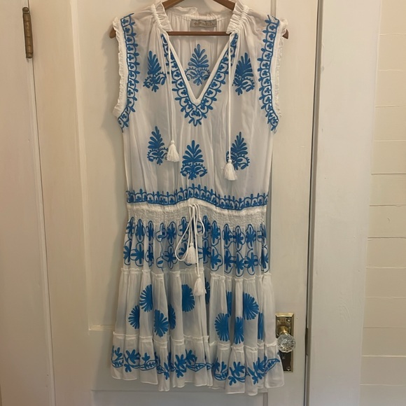 Pranella Celon Blue & White Summer Beach Dress size Large - Picture 4 of 16